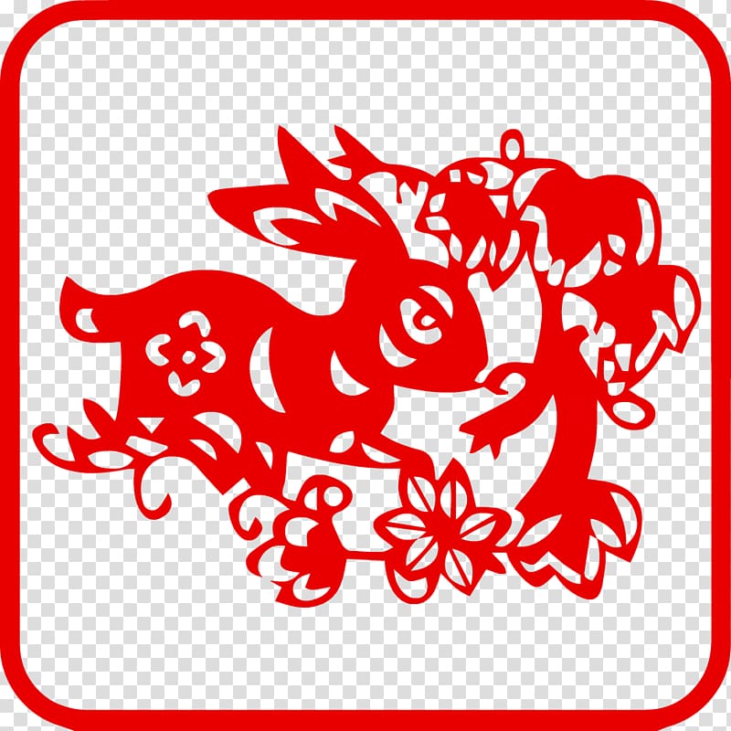Dog Chinese New Year Chinese zodiac Rabbit, paper cutting transparent background PNG clipart