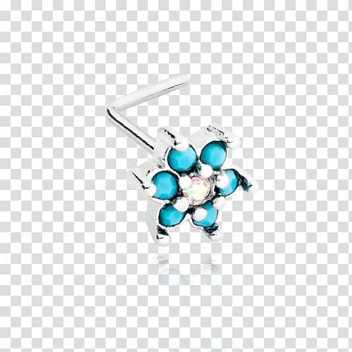Turquoise Earring Body Jewellery Silver Nose piercing, silver transparent background PNG clipart