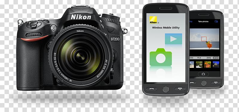 Nikon AF-S DX Nikkor 18-140mm f/3.5-5.6G ED VR Digital SLR Nikon DX format Nikon D7200 24.2 MP SLR, AF-S DX 18-140mm VR lens, nikon\'s coolpix p900 transparent background PNG clipart