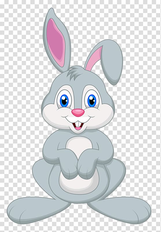 Easter Bunny Rabbit Cartoon Illustration, Grey small rabbit transparent