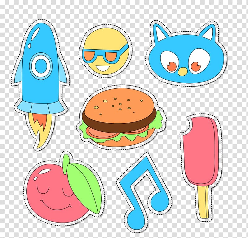 Paper Hamburger Sticker , Cute cartoon material transparent background PNG clipart