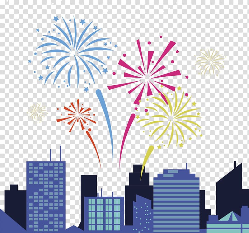 fireworks above buildings , Festival Fireworks Carnival, Carnival festive fireworks transparent background PNG clipart