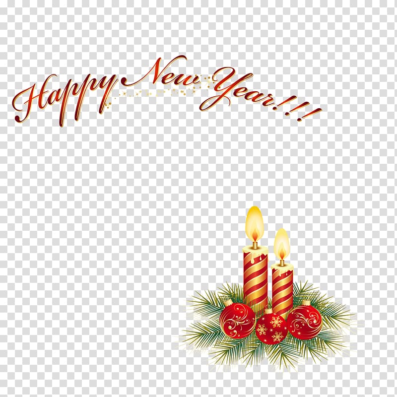 Christmas ornament New Year Candle, Happy New Year candles transparent background PNG clipart