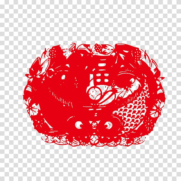 Chinese New Year Papercutting, blessing,Fish every year,Chinese New Year transparent background PNG clipart