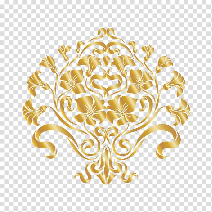 gold flower arrangement illustration, Ornament Arabesque Decorative arts Pattern, Gold pattern transparent background PNG clipart