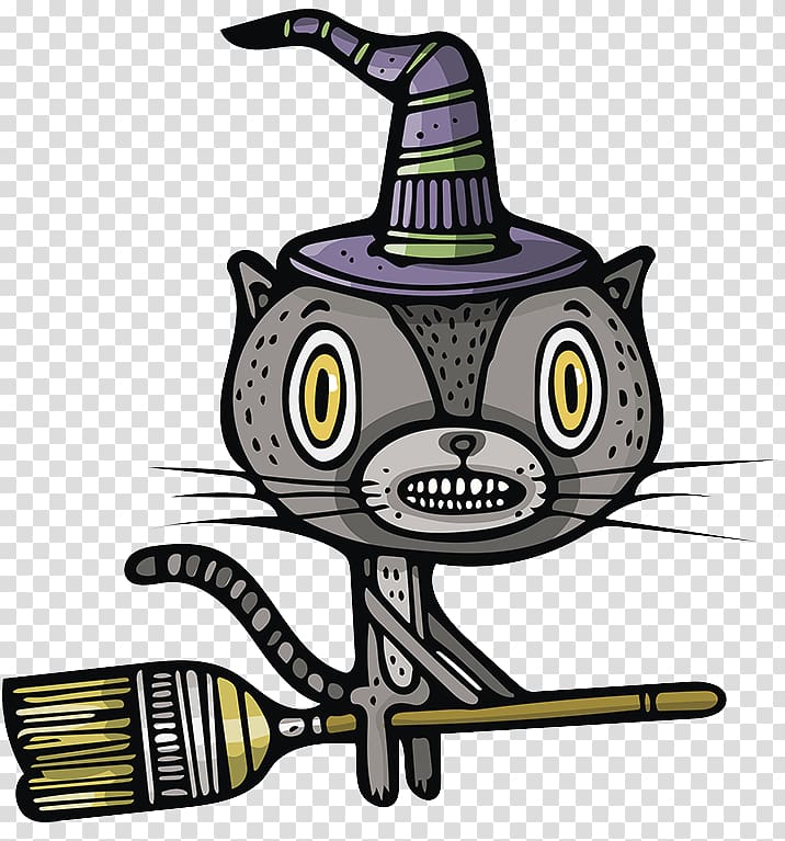 Halloween Boszorkxe1ny Witchcraft Drawing Illustration, Halloween Witch cat transparent background PNG clipart