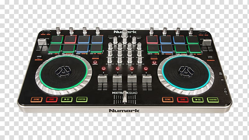 Numark Mixtrack Quad DJ controller Disc jockey Numark Industries Virtual DJ, others transparent background PNG clipart