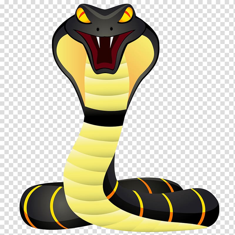 yellow and black cobra illustration, Snake King cobra Cartoon, Cute Snake transparent background PNG clipart