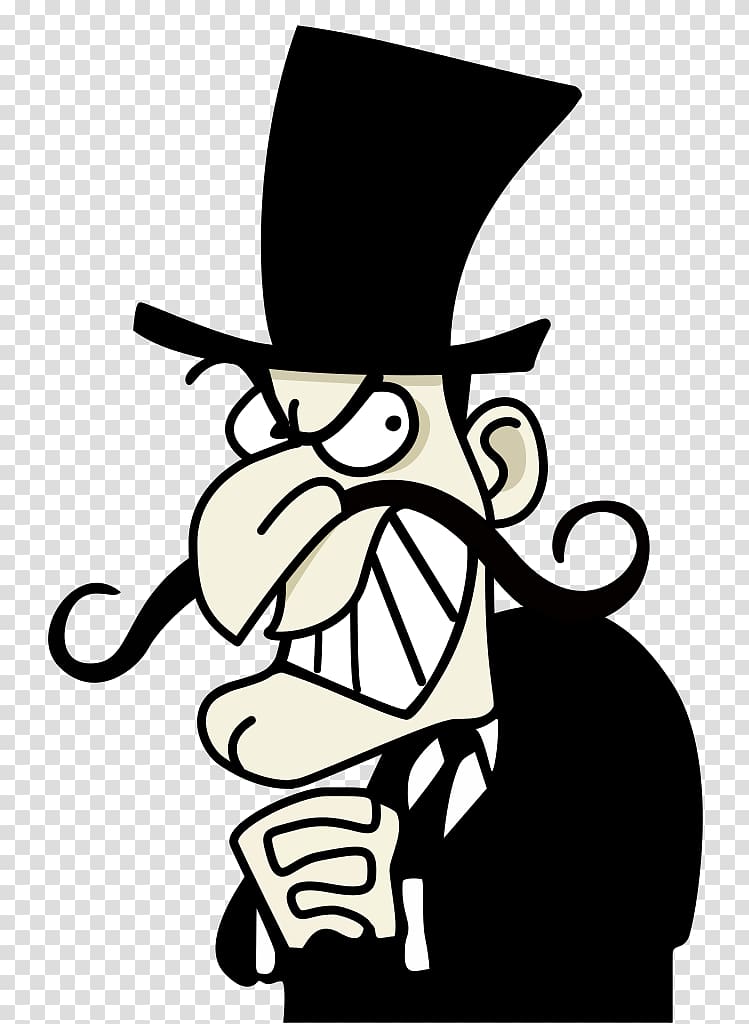 man illustration, Snidely Whiplash YouTube Dudley Do-Right Villain Moustache, white villain transparent background PNG clipart