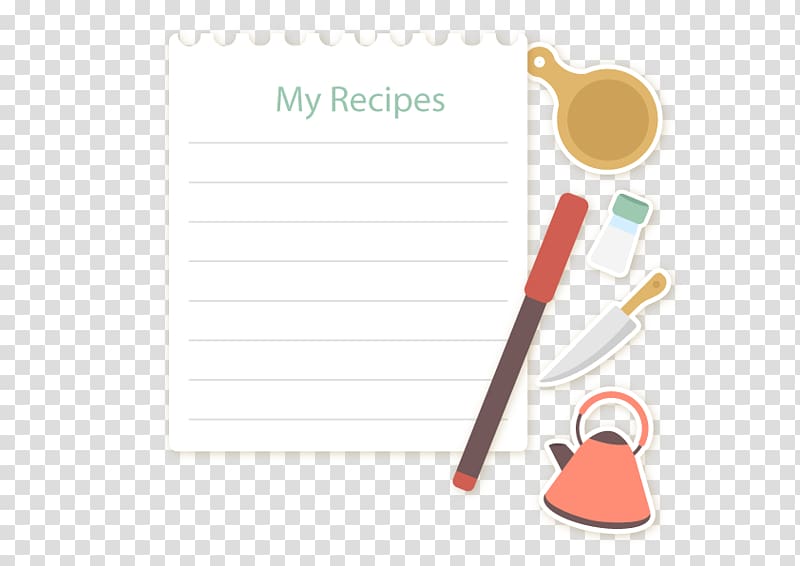 Recipe Vecteur, Notebook kettle kitchen knife transparent background PNG clipart