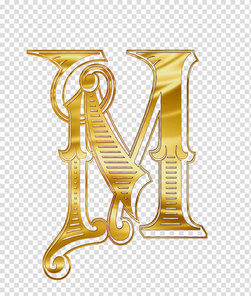 Letter case English alphabet M, gold alphabet transparent background PNG clipart