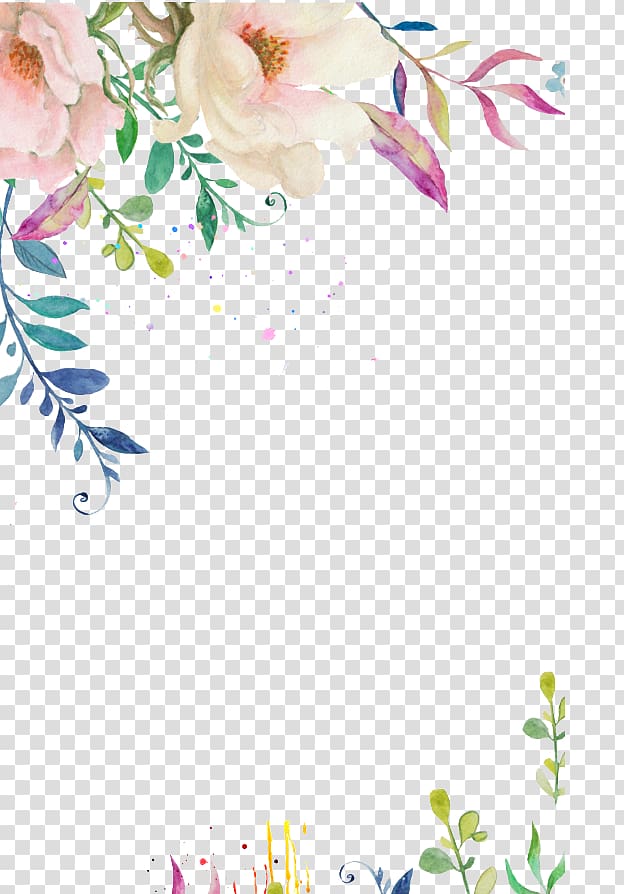 Wedding invitation Flower Pink Watercolor painting, Hand-painted flower border, multicolored flower illustration transparent background PNG clipart