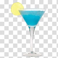 margarita filled with blue beverage and fruit slice, Blue Lagoon transparent background PNG clipart