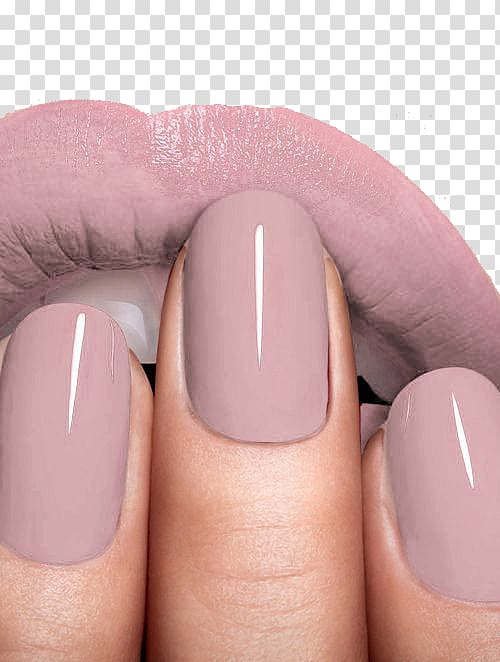 nude-colored manicure and lipstick, Lip Nail art Mauve Manicure, Pink nail polish Matte Lip Color Display Temptation transparent background PNG clipart