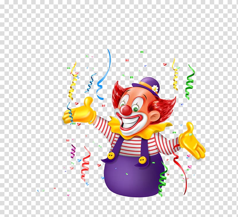 Joker Clown Cartoon, color ribbon decoration clown man transparent background PNG clipart