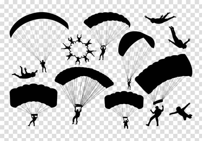 Parachuting Parachute Silhouette Drawing, parachute transparent background PNG clipart