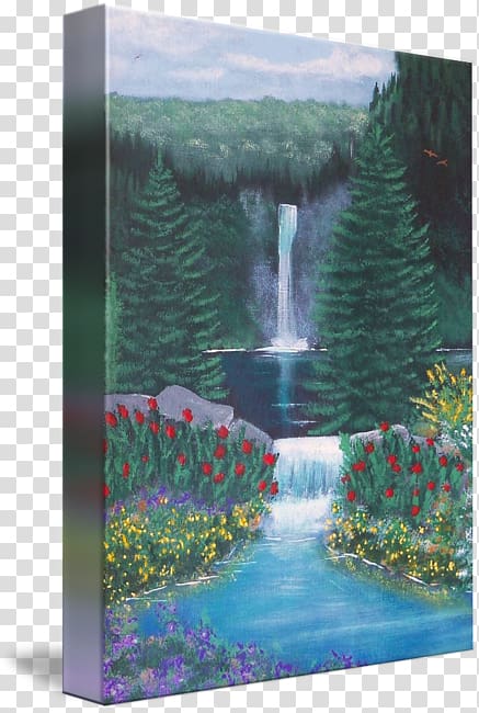 Waterfall Water resources Painting Landscape Watercourse, mountain waterfalls transparent background PNG clipart