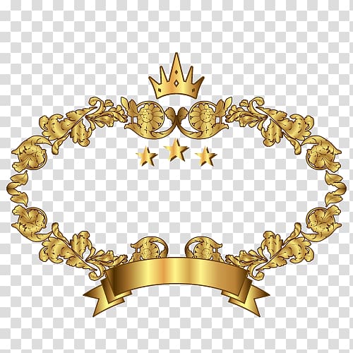 Gold crown decorated frame transparent background PNG clipart