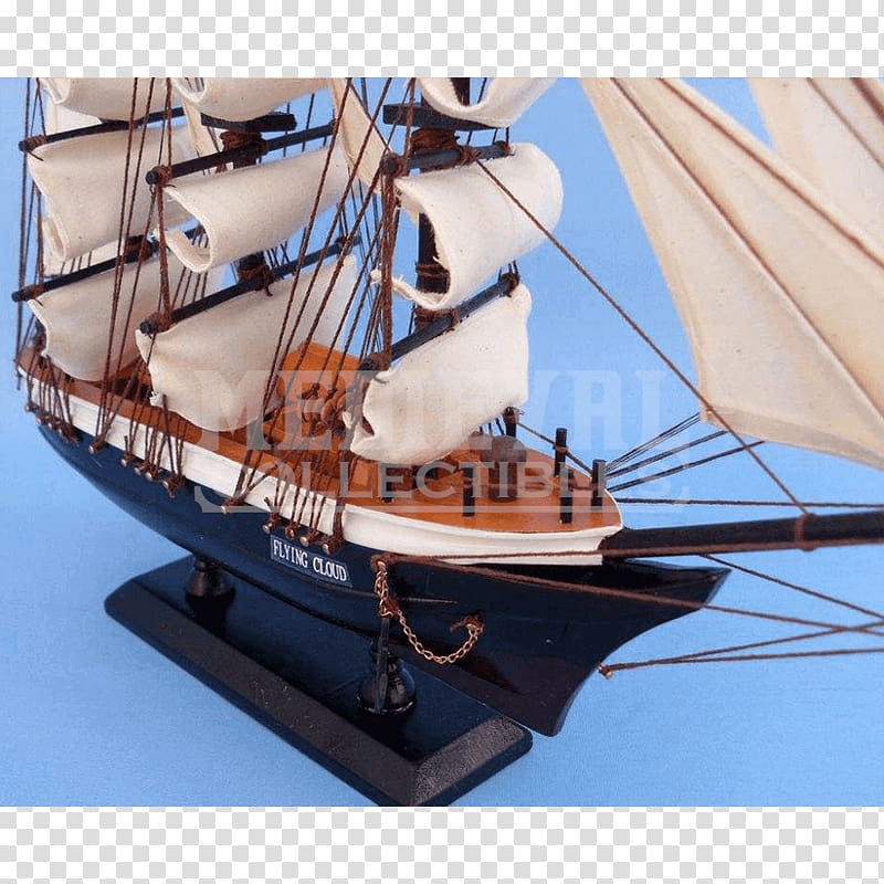 Brigantine Ship Clipper Barque, flying clouds transparent background PNG clipart