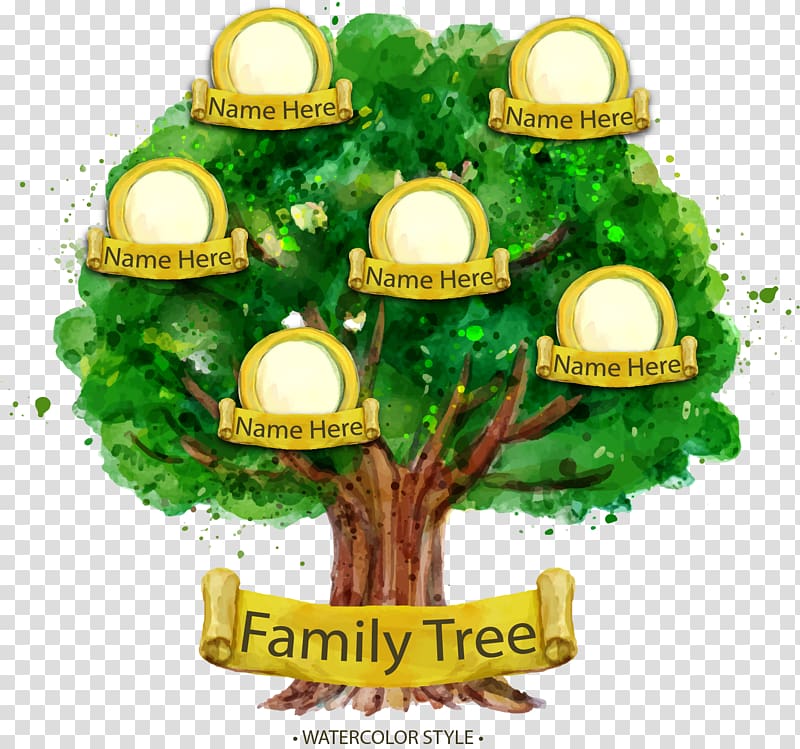 Family tree Genealogy Illustration, Hand painted watercolor family tree transparent background PNG clipart