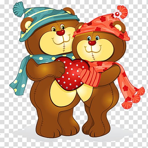 Bear Love, Two cute little bear transparent background PNG clipart
