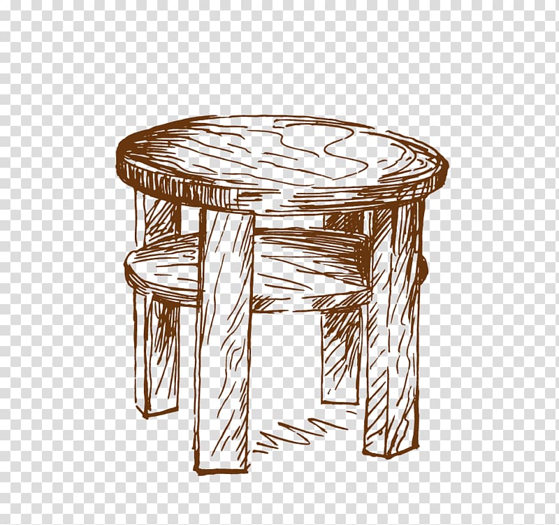 Round table Drawing Furniture, Hand-painted wood stools transparent background PNG clipart