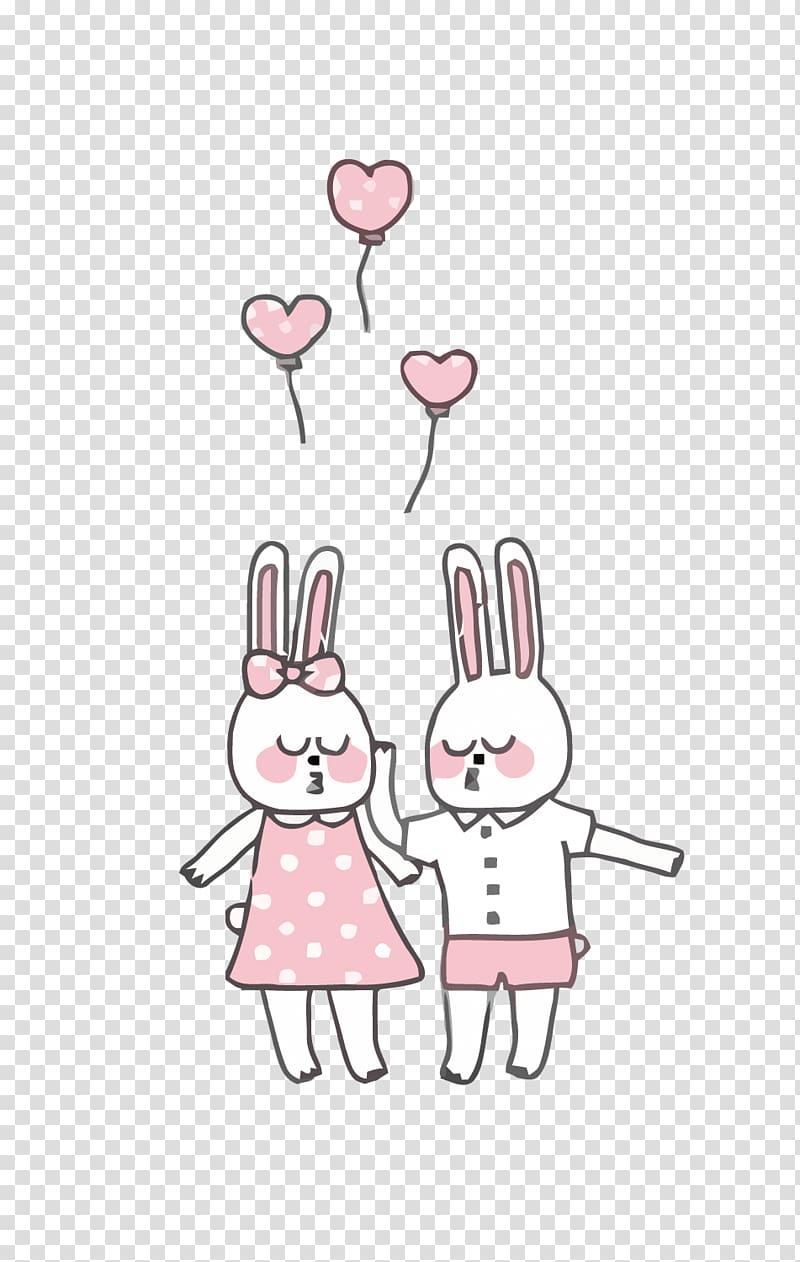 Rabbit Computer file, Couple bunny transparent background PNG clipart