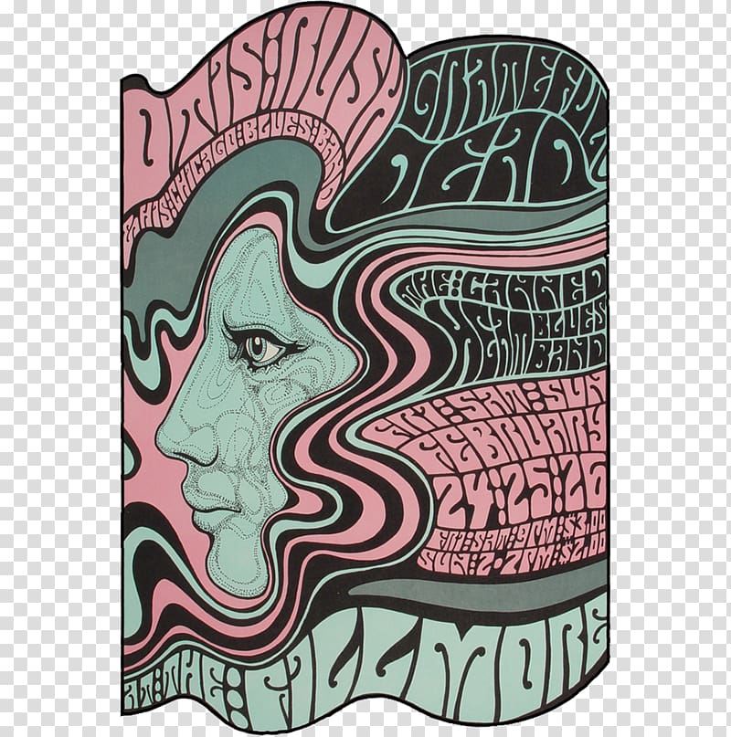 The Fillmore Psychedelic art Poster, Band text transparent background PNG clipart