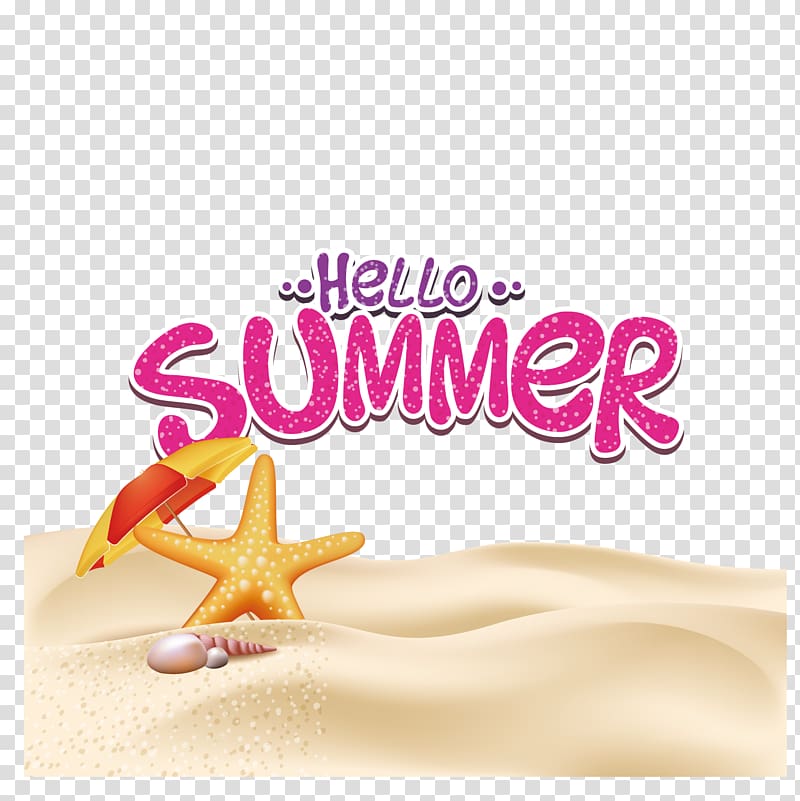 Summer Poster Illustration, Umbrella starfish transparent background PNG clipart