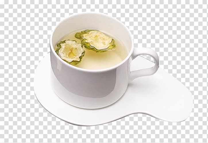 Bitter melon tea Coffee Flowering tea, A cup of bitter gourd tea transparent background PNG clipart
