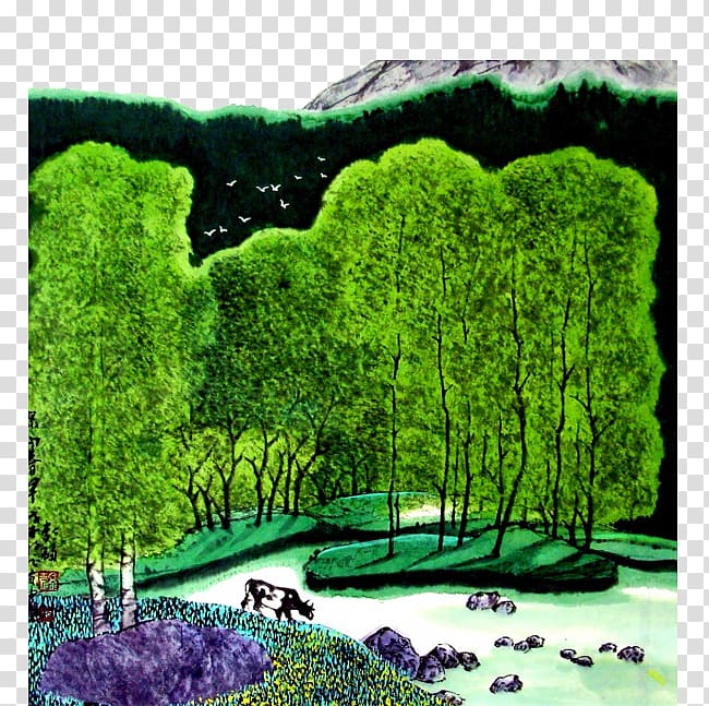 Oil painting Fukei Landscape painting, Park Background transparent background PNG clipart