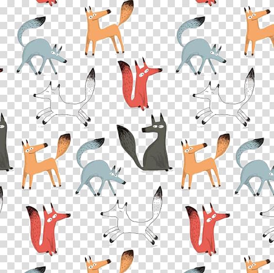 brown, blue, and beige fox illustration, Illustrator Drawing Fox Illustration, Hand-painted fox transparent background PNG clipart