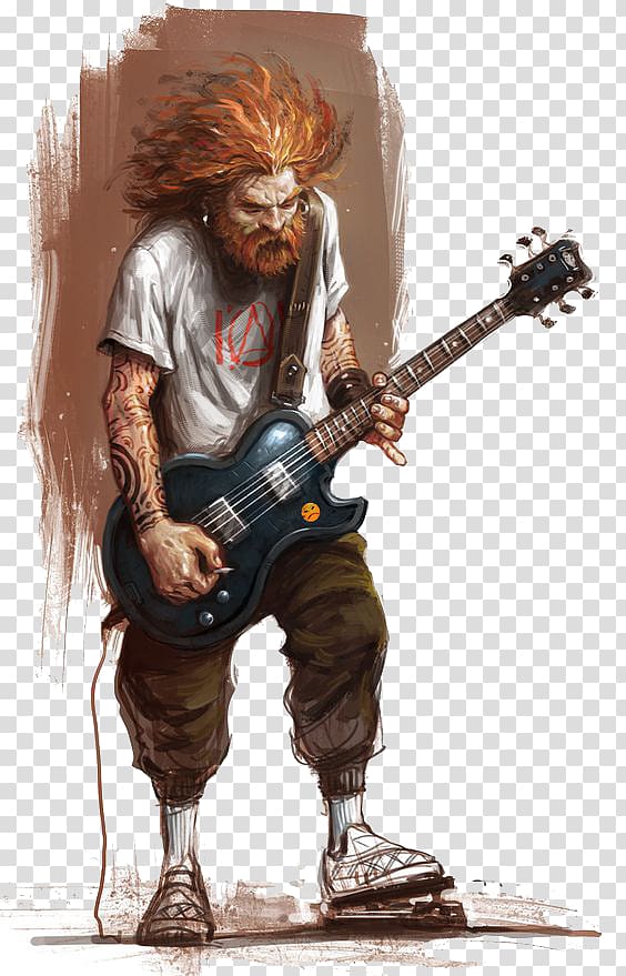 brown hair man playing guiitar, Drawing Artist Illustration, Rock Life transparent background PNG clipart