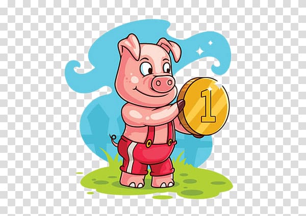 Porky Pig Domestic pig Cartoon Illustration, Gold pig cartoon transparent background PNG clipart