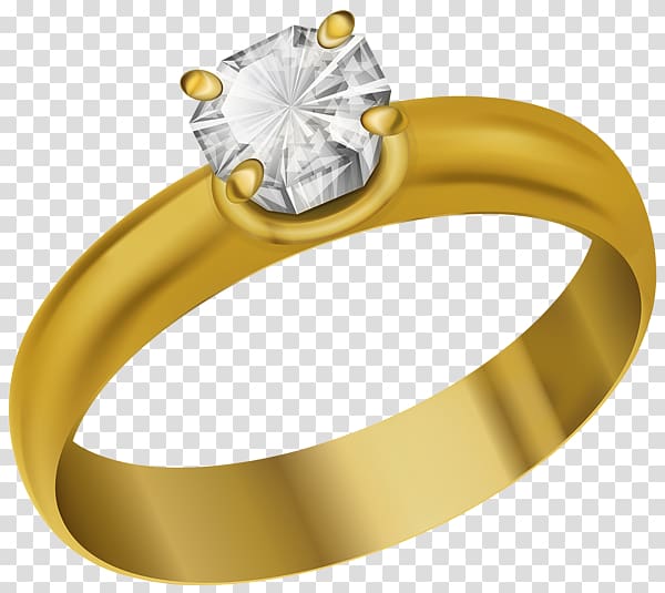 Wedding ring Jewellery Engagement ring , Gold diamond ring transparent background PNG clipart