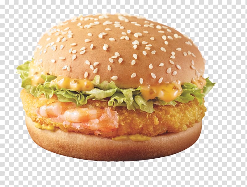 Cheeseburger Hamburger Salmon burger McDonald's Big Mac Whopper, Shrimp transparent background PNG clipart