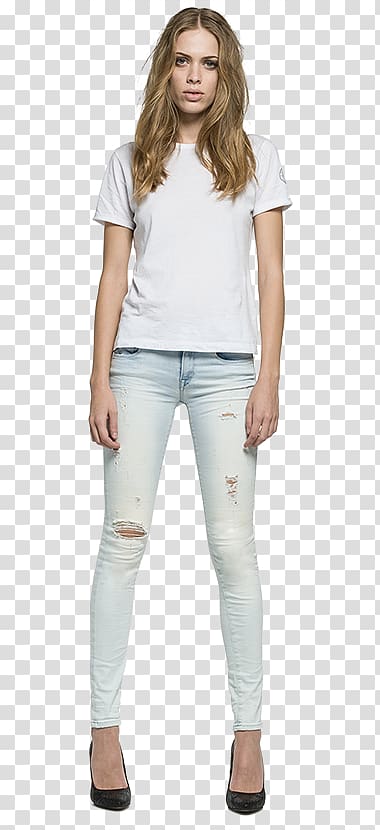 Jeans T-shirt Shoulder Denim Leggings, ladies jeans transparent background PNG clipart