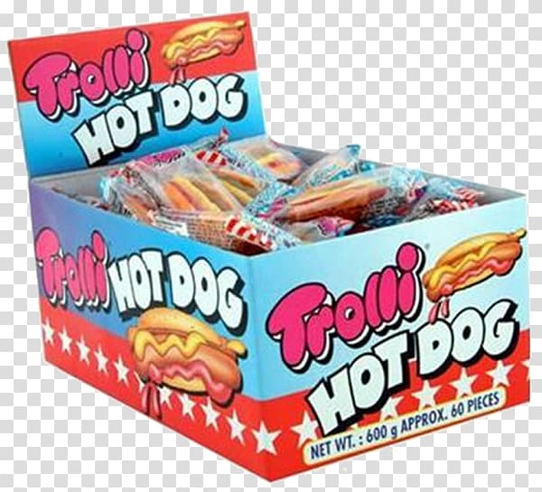 Taffy Gummi candy Hot dog Hamburger Trolli, hot dog transparent background PNG clipart