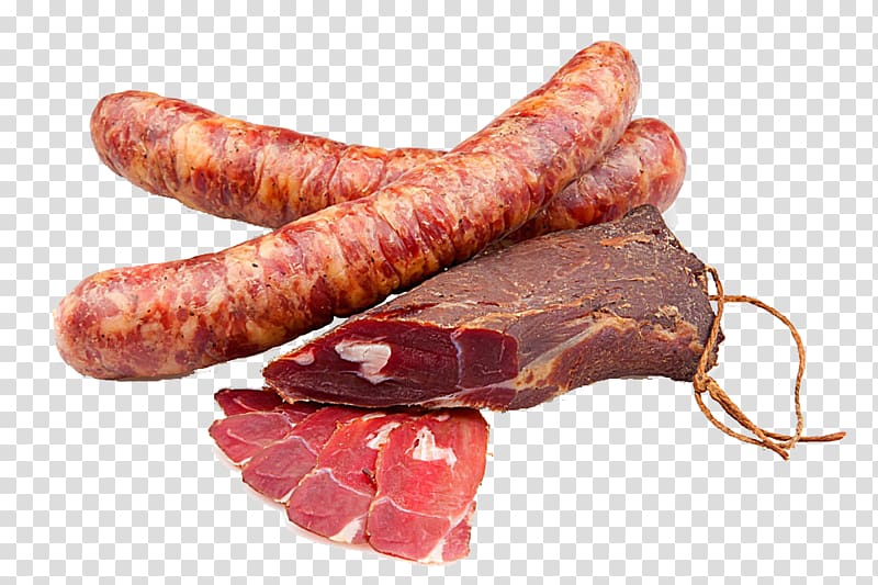 Sausage Salami Hot dog Stuffing Bacon, Sausage and bacon transparent background PNG clipart