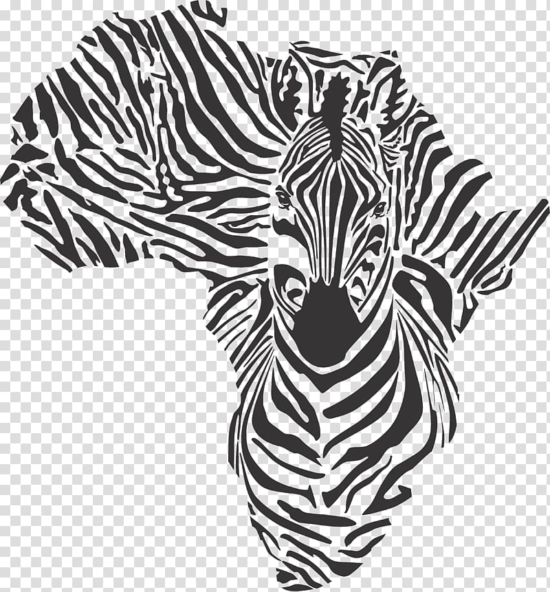 Africa Zebra Map, decorative map transparent background PNG clipart