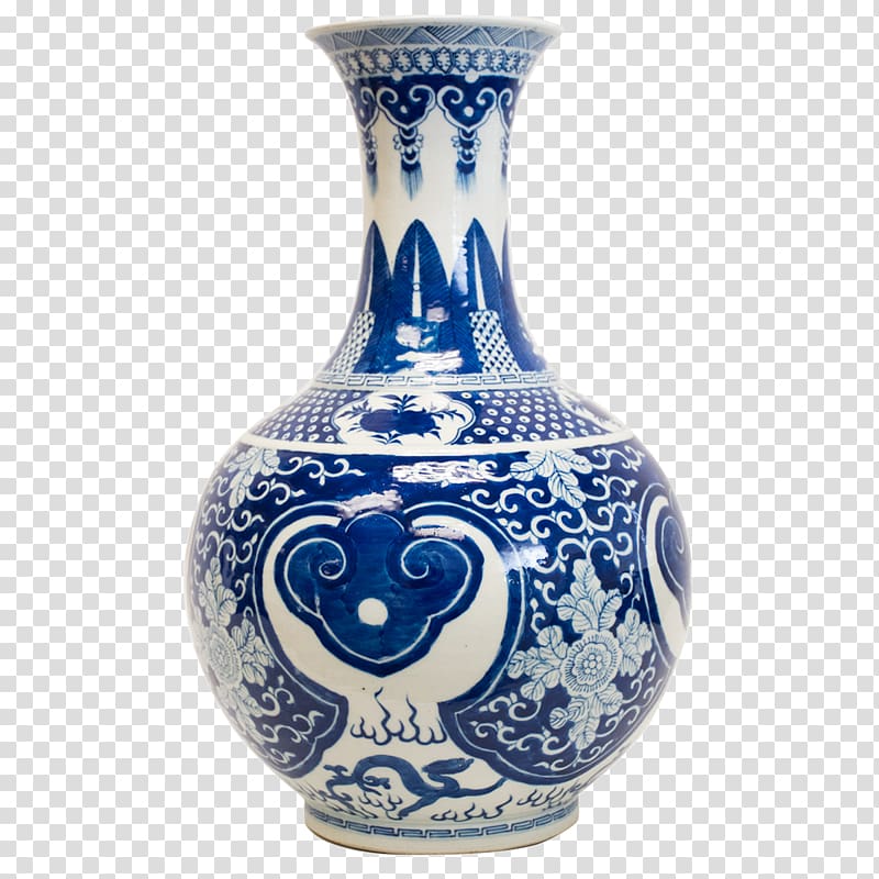Blue and white pottery Vase Ceramic Porcelain, Antique Chinese Ming Vases transparent background PNG clipart