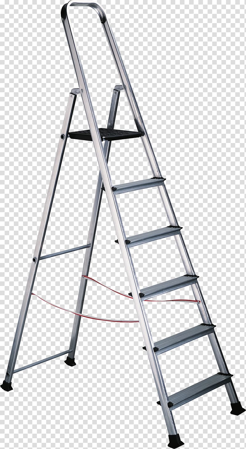 silver A-frame ladder, Attic ladder Stairs, step ladder transparent background PNG clipart