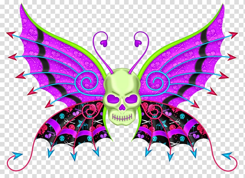 Butterfly Skull Calavera Skeleton, Creative Butterfly kite transparent background PNG clipart