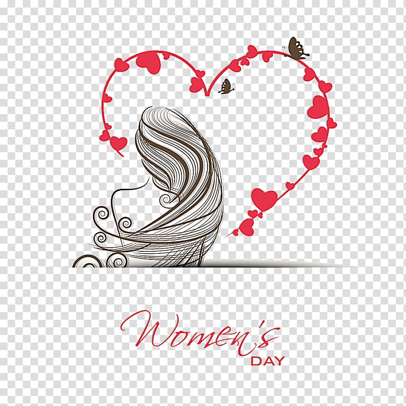 International Womens Day March 8 Valentines Day Greeting card Illustration, Creative Women\'s Day Women\'s Day transparent background PNG clipart