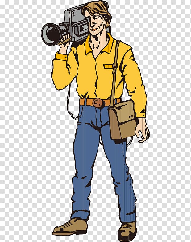 Camera Operator grapher , Hand-painted cartoon foreign TV cameraman equipment transparent background PNG clipart