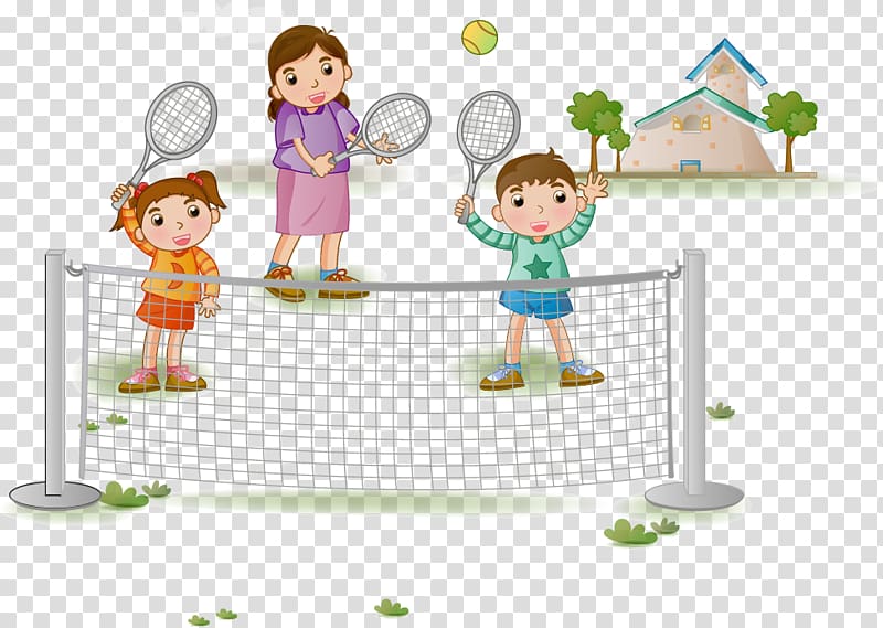 Tennis Girl Illustration, Children play tennis transparent background PNG clipart