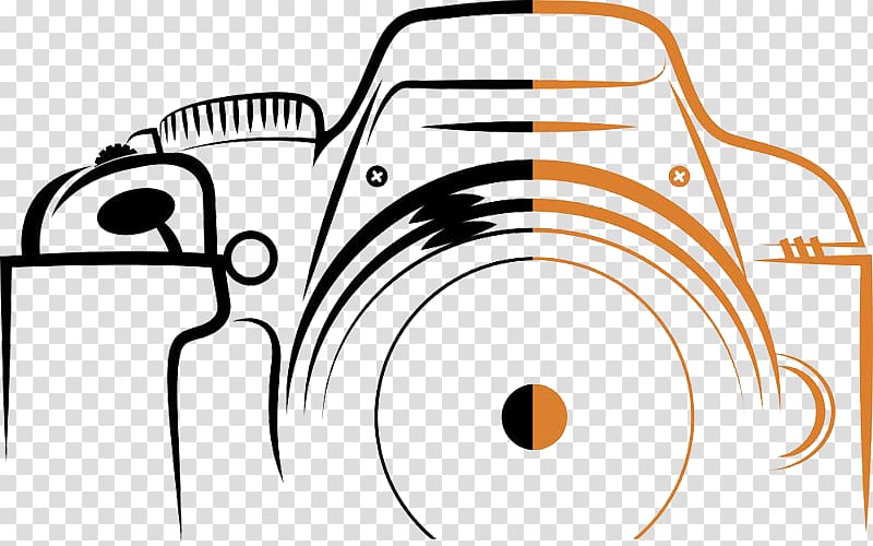 Logo Camera, Digital Camera Stroke, black and orange camera illustration transparent background PNG clipart