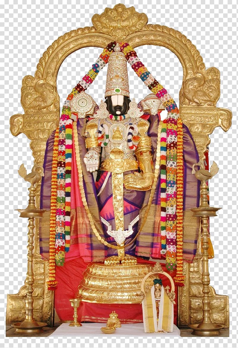 gold-colored home altar decor, Tirumala Venkateswara Temple Krishna Deity, Venkateswara HD transparent background PNG clipart
