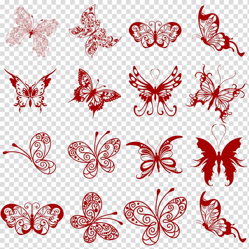 Papercutting Butterfly , Chinese New Year decorative silhouettes HD Free matting material transparent background PNG clipart