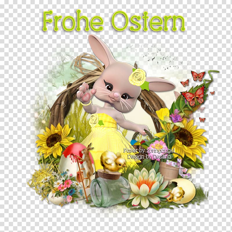 Easter Bunny Floral design Cut flowers, permission transparent background PNG clipart